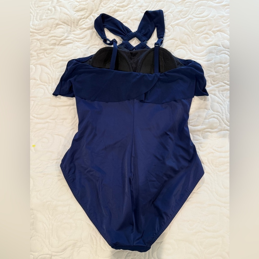 Magicsuit women’s size 12 swimsuit navy halter - Picture 5 of 7